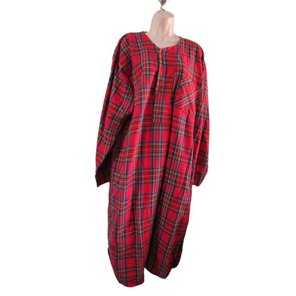 Wittmann Textiles Red Plaid Cotton Flannel Modest Night Shirt Med Turkey EUC - Picture 5 of 16